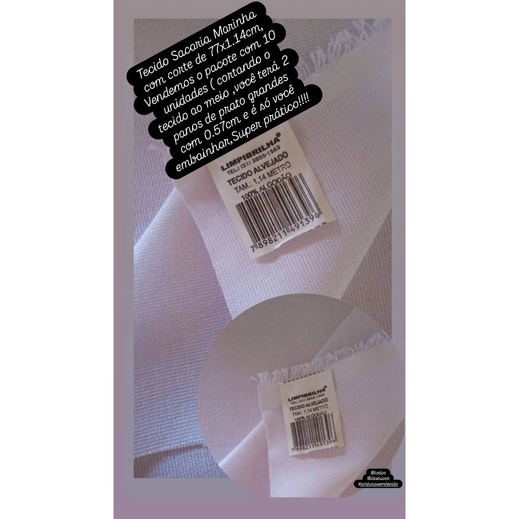 Tecido Sacaria Marinha Alvejado 77 cm x 1,14 cm- Kit com 10 cortes - Ideal para Pintura em Tecido, Bordados e Artesanato
