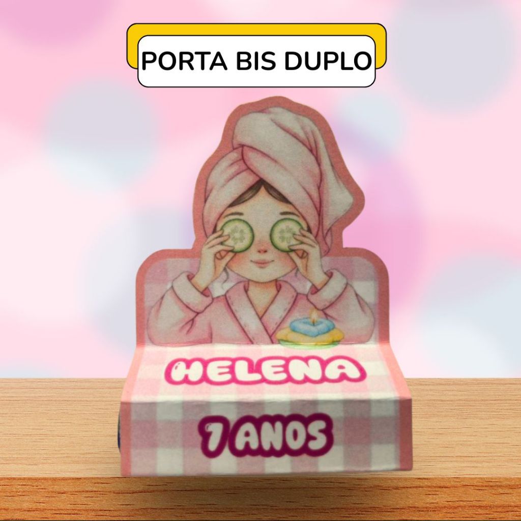 24 Porta Bis Duplo Personalizado SPA Infantil   –Lembrancinha Festa Infantil, Aniversário, Decoração Menina