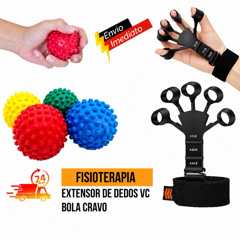 Kit Hand Grip e Bola de Fisioterapia para Mãos