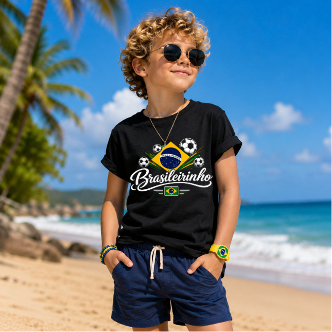 Camiseta Blogueirinho Copa Brasil Torcida Masculina Feminina Preta Dry Fit Estilosa Estampada BR
