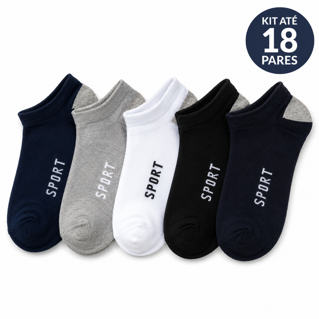 Kit Meia Soquete Cano Baixo Unissex 3 a 18 Pares Tênis Academia Conforto — imagem 2 de 2