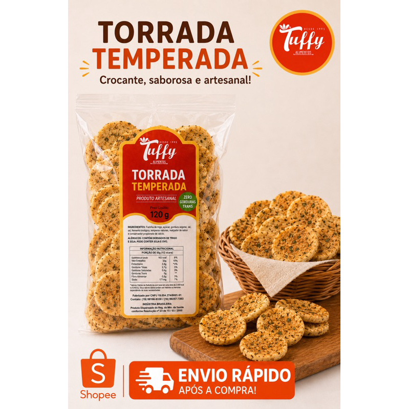 Torrada de pão sírio Temperada com ervas finas - canapé / Kit com 2 pacotes 240g
