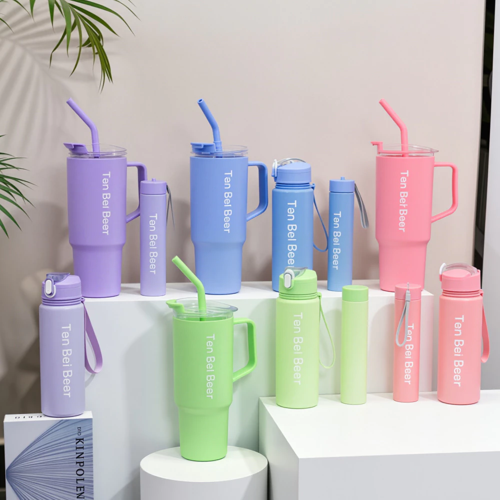 Kit 3 Garrafas Squeeze Motivacionais Garrafa Água Academia Com 1.2L e 800ml e 300ml copo stanley canudo — imagem 1