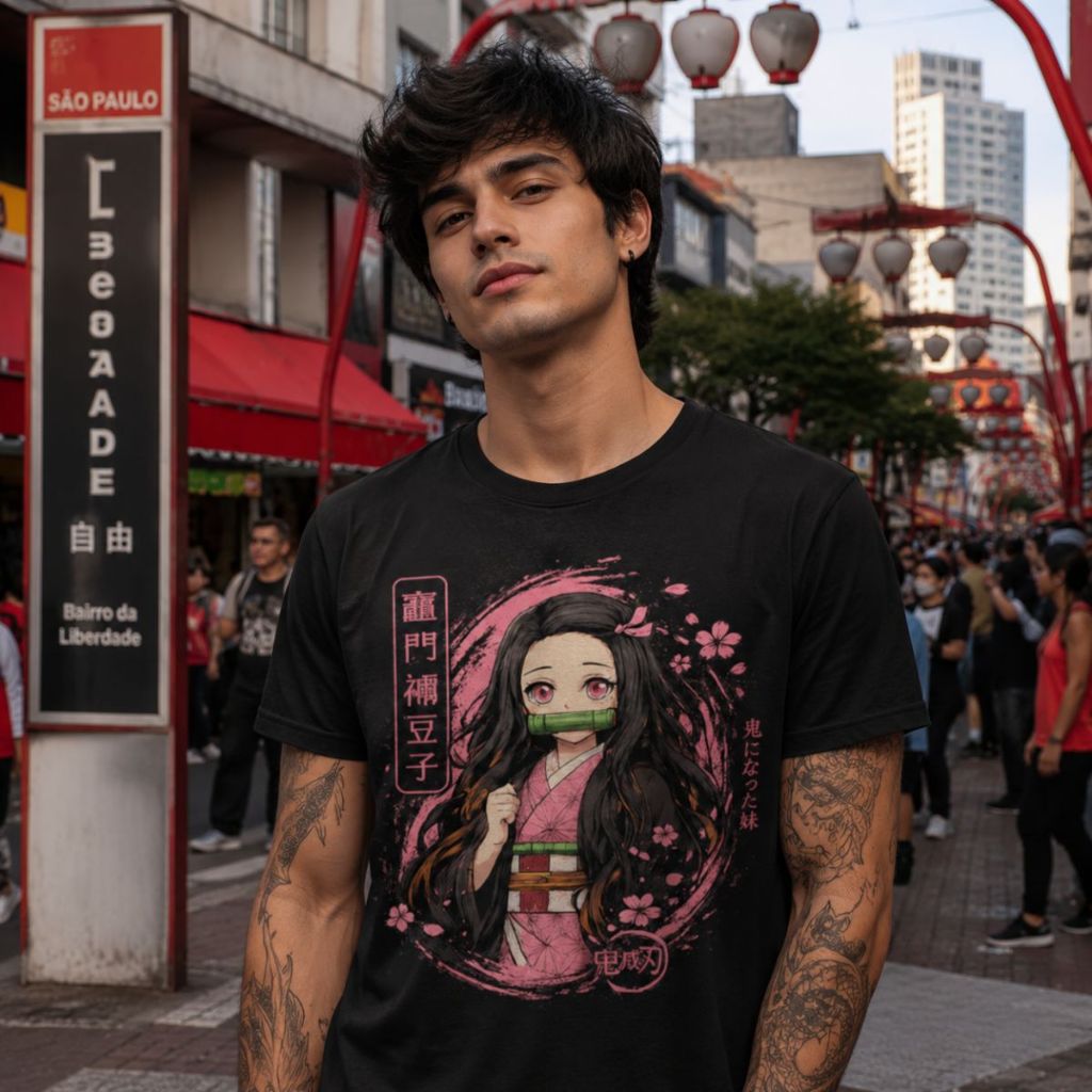 Camiseta Masculina Camiseta Nezuko Kamado T shirt Feminina Estampa Exclusiva 100% Algodão Alta Qualidade Envio Imediato