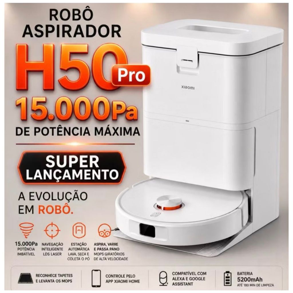 Xiaomi H50 Pro 2026 Robo Aspirador - NOVO 2026 LANÇAMENTO
