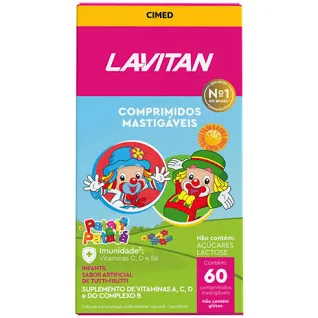 Lavitan Kids Tutti-Frutti 60 Comprimidos Mastigáveis Infantil Vitaminas A C D Complexo B