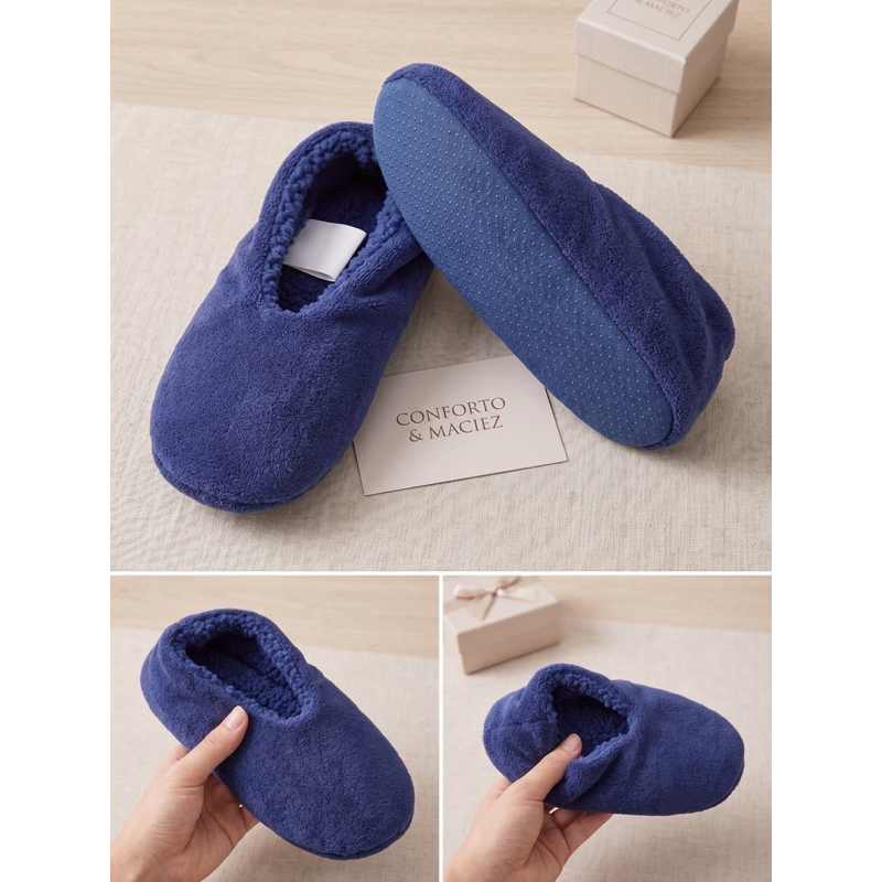 Pantufa Sapato Meia Térmica Inverno Forrada Pelúcia Conforto Sem Solado Rígido