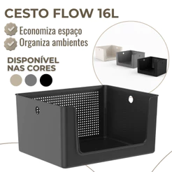 Cesto Organizador Caixa Flow Com Abertura Frontal 16L Armazenamento Ou
