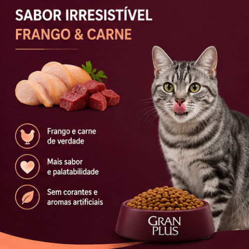 Ração Gran Plus Choice Frango Carne Gatos Adultos 10,1kg · foto 2