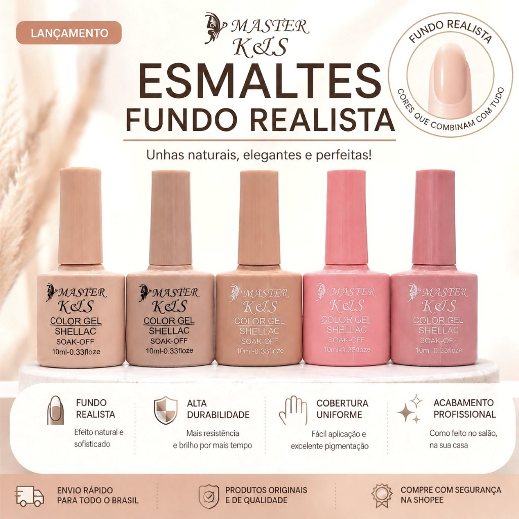 Esmaltes em Gel Fundo Realista LIRIO/XD/K&S  Profissional Nails manicure