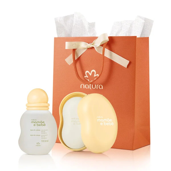 Kit Mamãe e bebe flor de laranjeira colônia 100ml e sabonete com saboneteira Natura