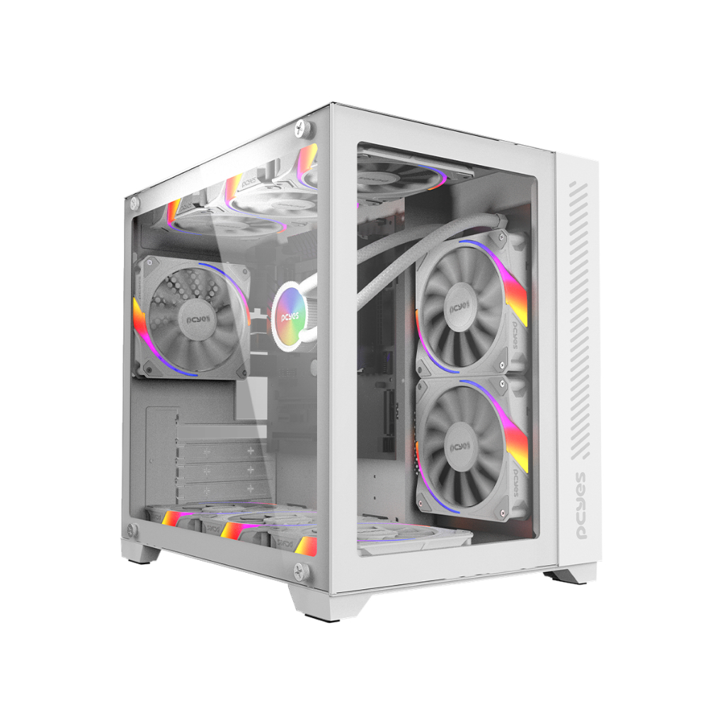 GABINETE GAMER PCYES FORCEFIELD WHITE GHOST VIDRO TEMPERADO MICRO ATX