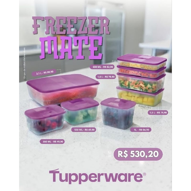 Jogo Freezer Mate Tupperware 8 peças