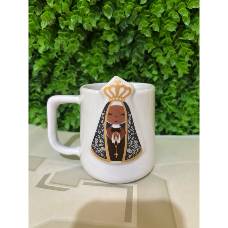 Caneca Nossa Senhora Aparecida em Porcelana | Presente Religioso Católico | Caneca Decorada Personalizada