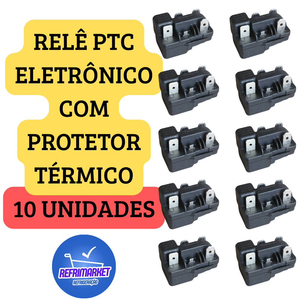 Kit 10 Relês PTC eletrônico com protetor térmico 110/220V - Conjugado - Bivolt