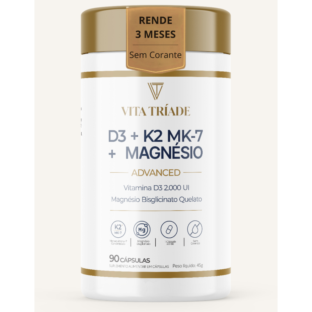Vitamina D3 K2 com Magnésio Bisglicinato