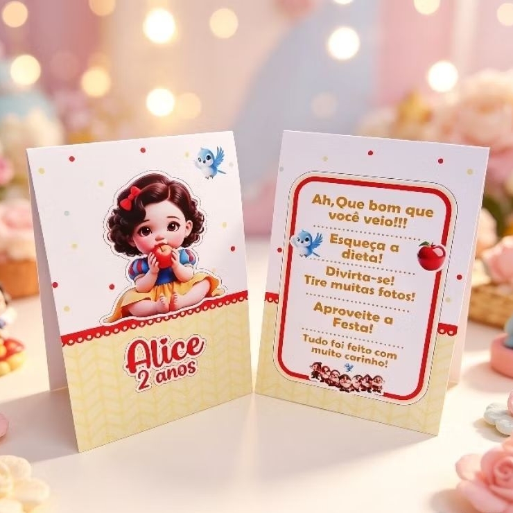 Kit Plaquinha de Agradecimento Branca de Neve Baby Cute - Centro de Mesa - Lembrancinha de Festa infantil - Decoração
