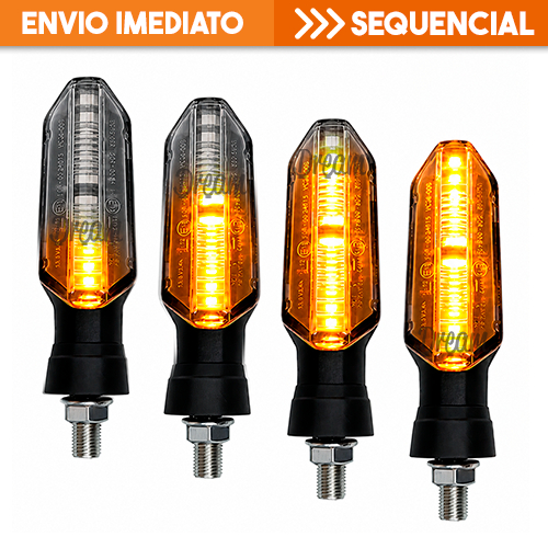 Piscas Seta Led Sequencial Moto Kit 2 ou 4 Twister Titan 150 Bros Cb 300 Fan 125 XRE190 Fazer