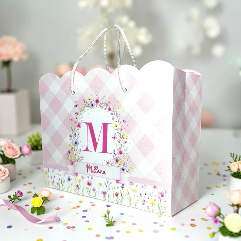 Sacolinha Surpresa Personalizada Jardim das Borboletas (Pegue e Monte) Lembrancinha Festa Infantil Nome e Idade