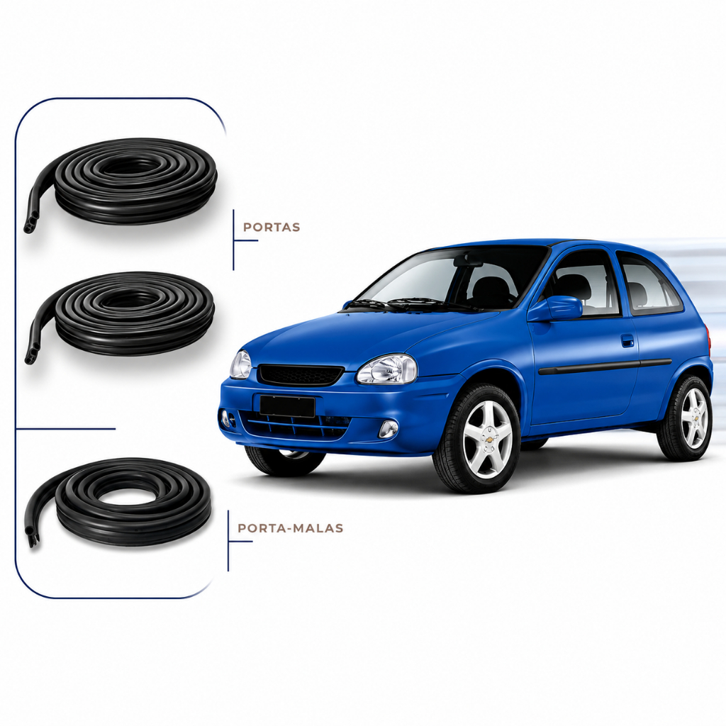 Kit Borrachas 2 Portas e 1 Mala Celta Corsa Prisma Completo Premium