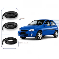 Kit Borrachas 2 Portas e 1 Mala Celta Corsa Prisma Completo Premium