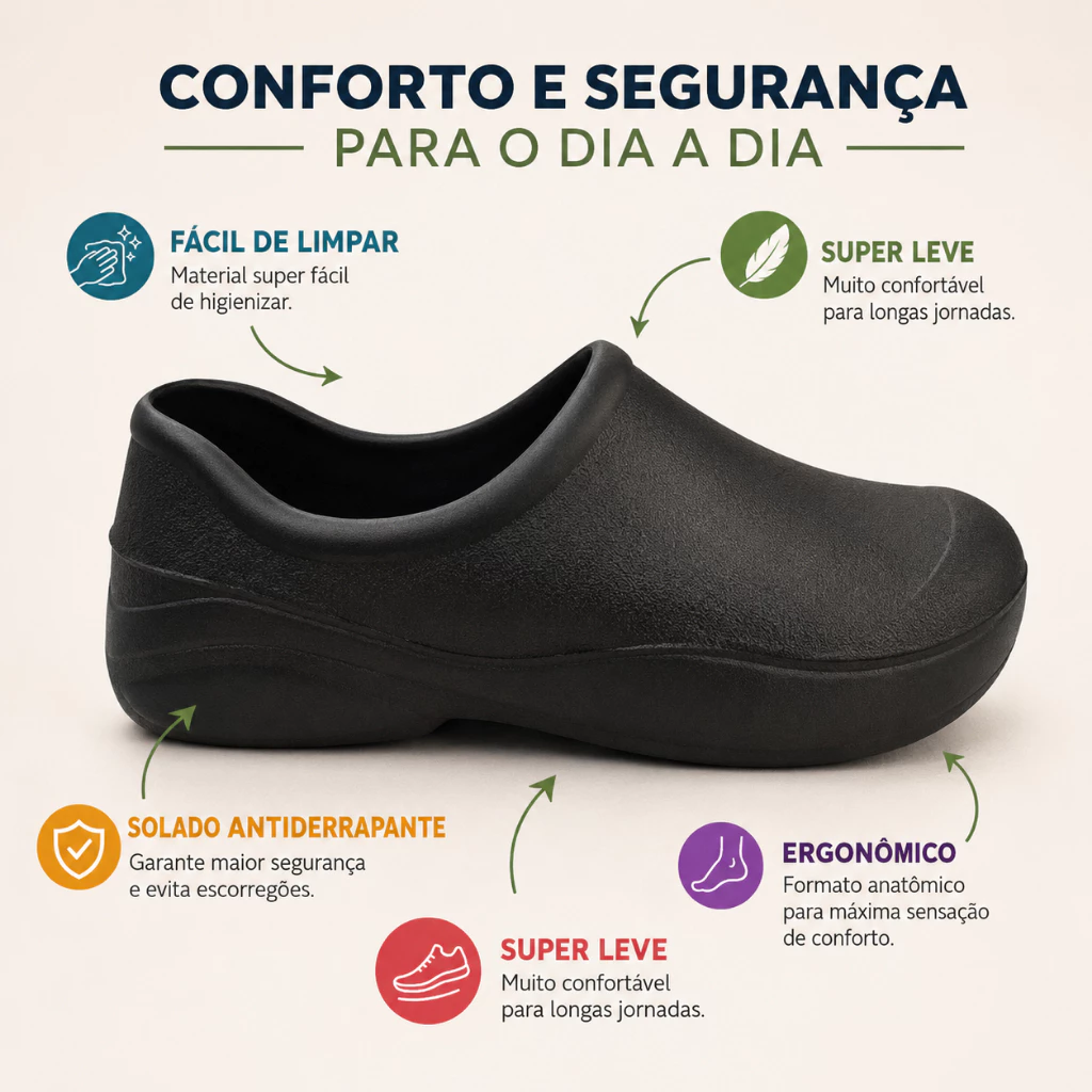 Sapato Fechado De Segurança Profissional Babuche Antiderrapante Enfermagem Cozinha Trabalho Unisex do 33 ao 43 — imagem 1