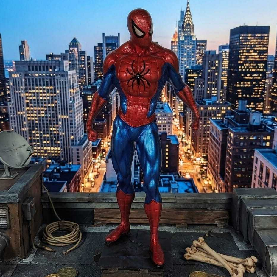 Estátua Homem Aranha em Resina Colecionável Super-Herói Marvel Geek Decoração