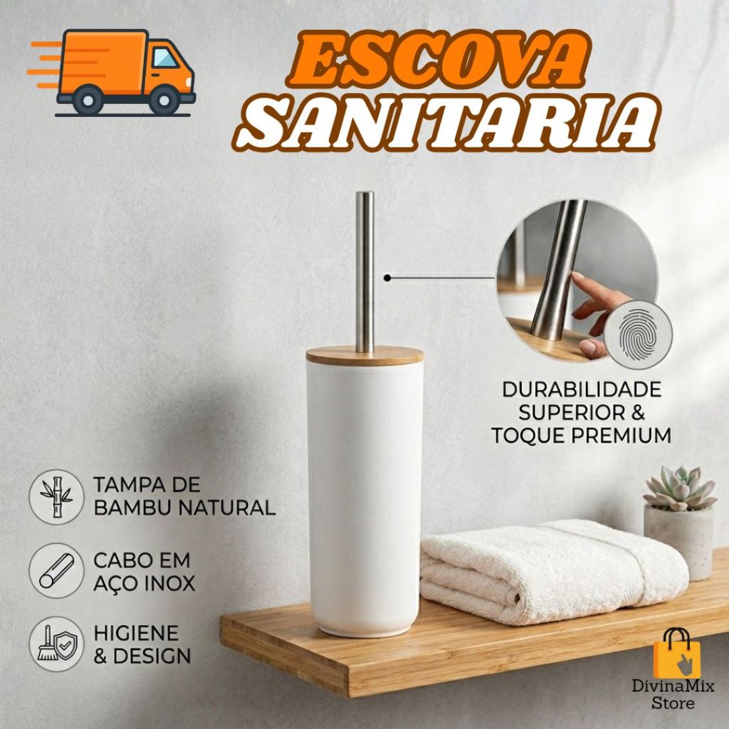 Kit Escova Sanitária  Para Limpeza do Vaso Sanitário Banheiro Casa e Uso Diário