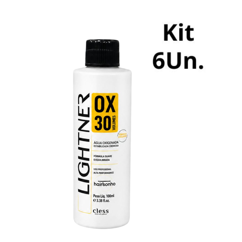 Kit C/6 Águas Oxigenada Lightner 30 volumes 100ml - Cless