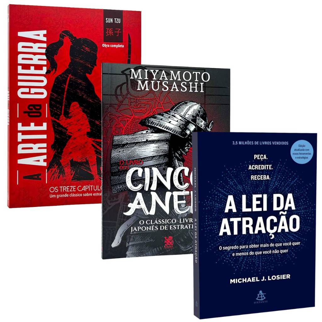 Kit - A Arte Da Guerra + O Livro Dos Cinco Anéis + Lei Da Atração - 3 Livros Físicos