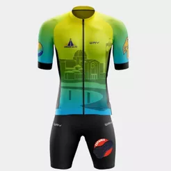 Conjunto de Ciclismo Masculino Camisa Caminho da Fé Premium Bermuda Gel Roupa de Pedal