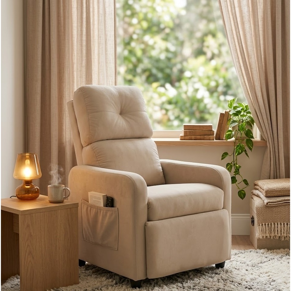 Poltrona Reclinável Retrátil Tecido Suede Maitê do Papai Vovô Ideal Para Sala Estar Quarto Clínica Estética - AV