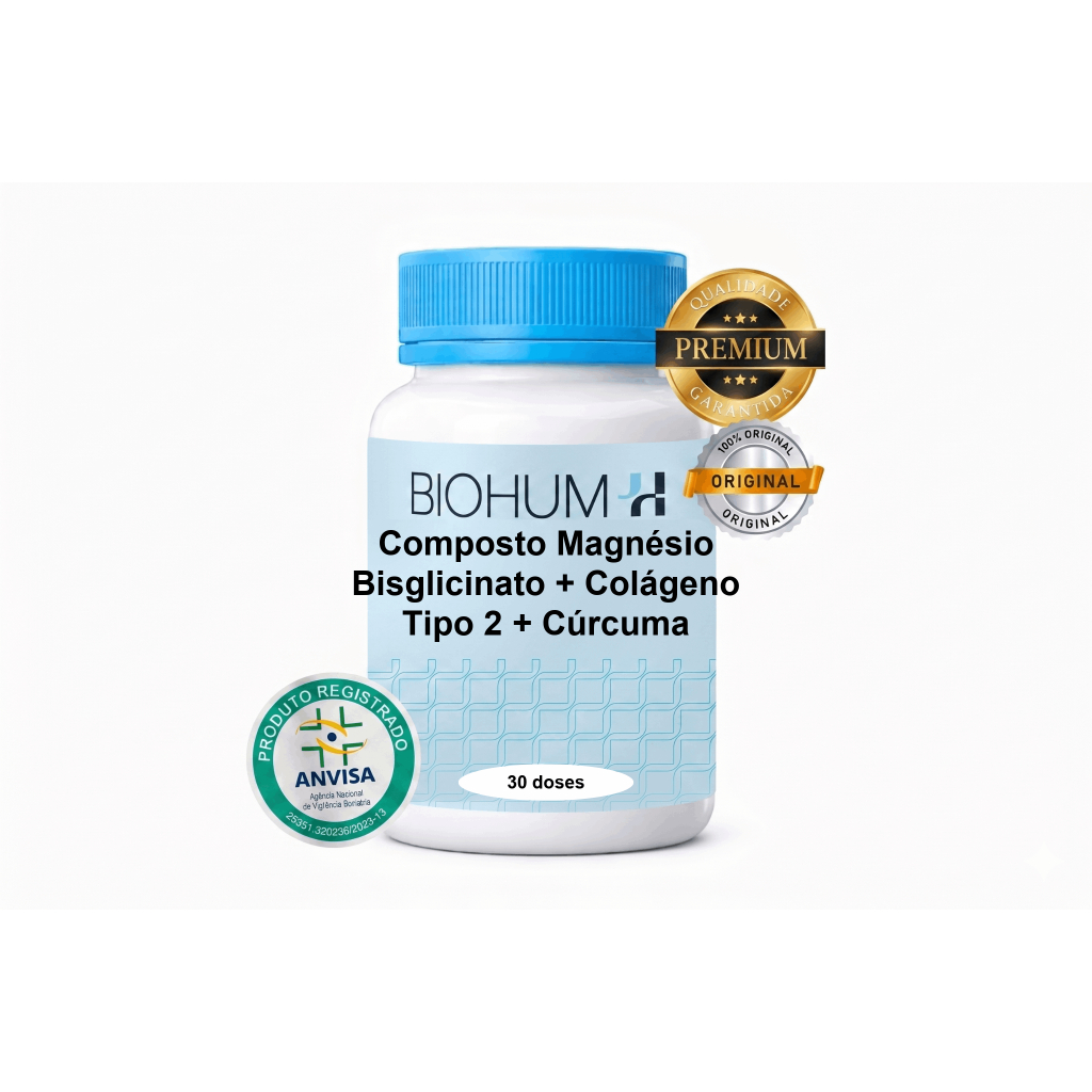 Composto Magnésio Bisglicinato + Colágeno Tipo 2 + Cúrcuma