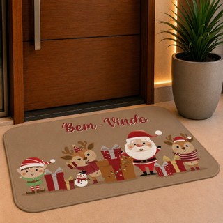 Tapete de Porta Natalino Noel e Animais Antiderrapante Direto de Fabrica.