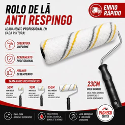 Rolo Rolinho de Lã Anti Respingo Zero Gota 5CM 9CM 15CM 23CM - Compel
