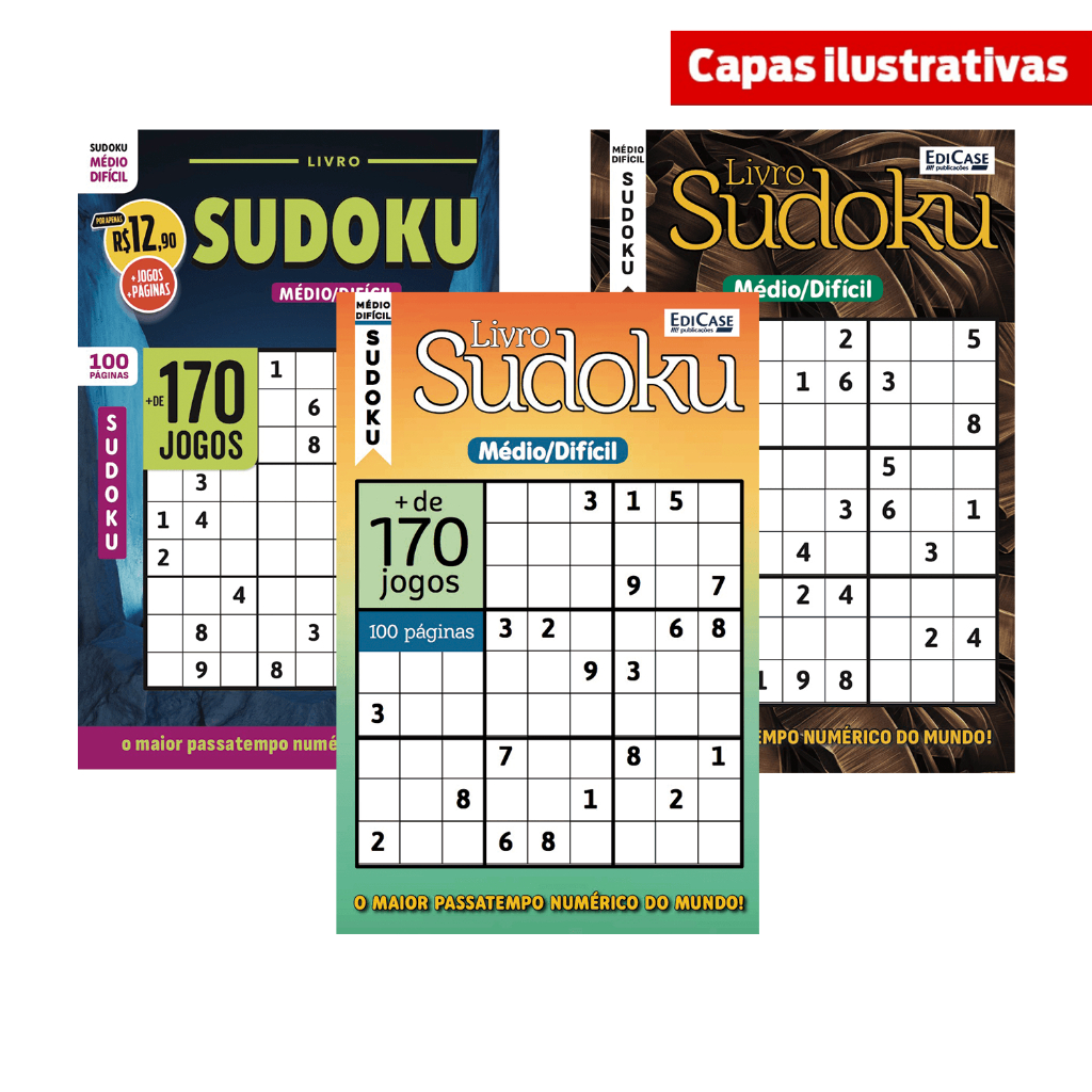 Kit 3 Livros Sudoku ed.07 - 300 págs. - Médio/Difícil
