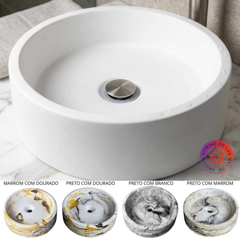 Cuba de Sobrepor Pia para Banheiro Redonda, Retangular e Oval 5 Cores Design Sofisticado
