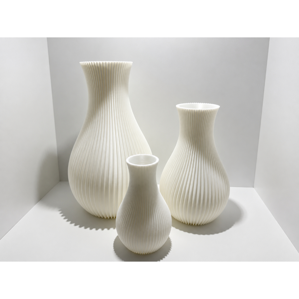 Kit 3 Vasos Decorativos White Off Modernos Impressão 3D Decoração