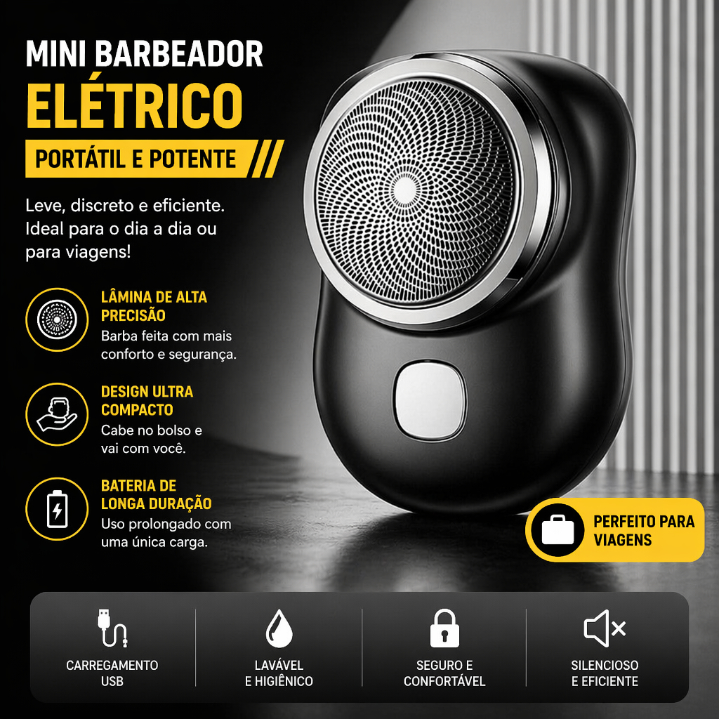 Mini Barbeador EléTrico PortáTil À Prova D'áGua TIPO-C Aparador De Barba De Bolso Promoção