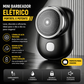 Mini Barbeador EléTrico PortáTil À Prova D'áGua TIPO-C Aparador De Barba De Bolso Promoção