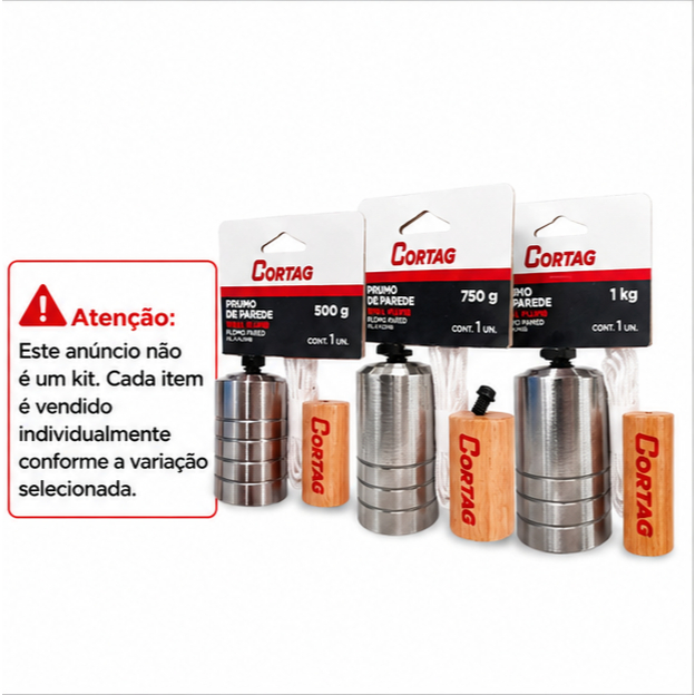 Prumo De Parede Cortag 500g 750g E 1Kg Profissional Para Construção Civil