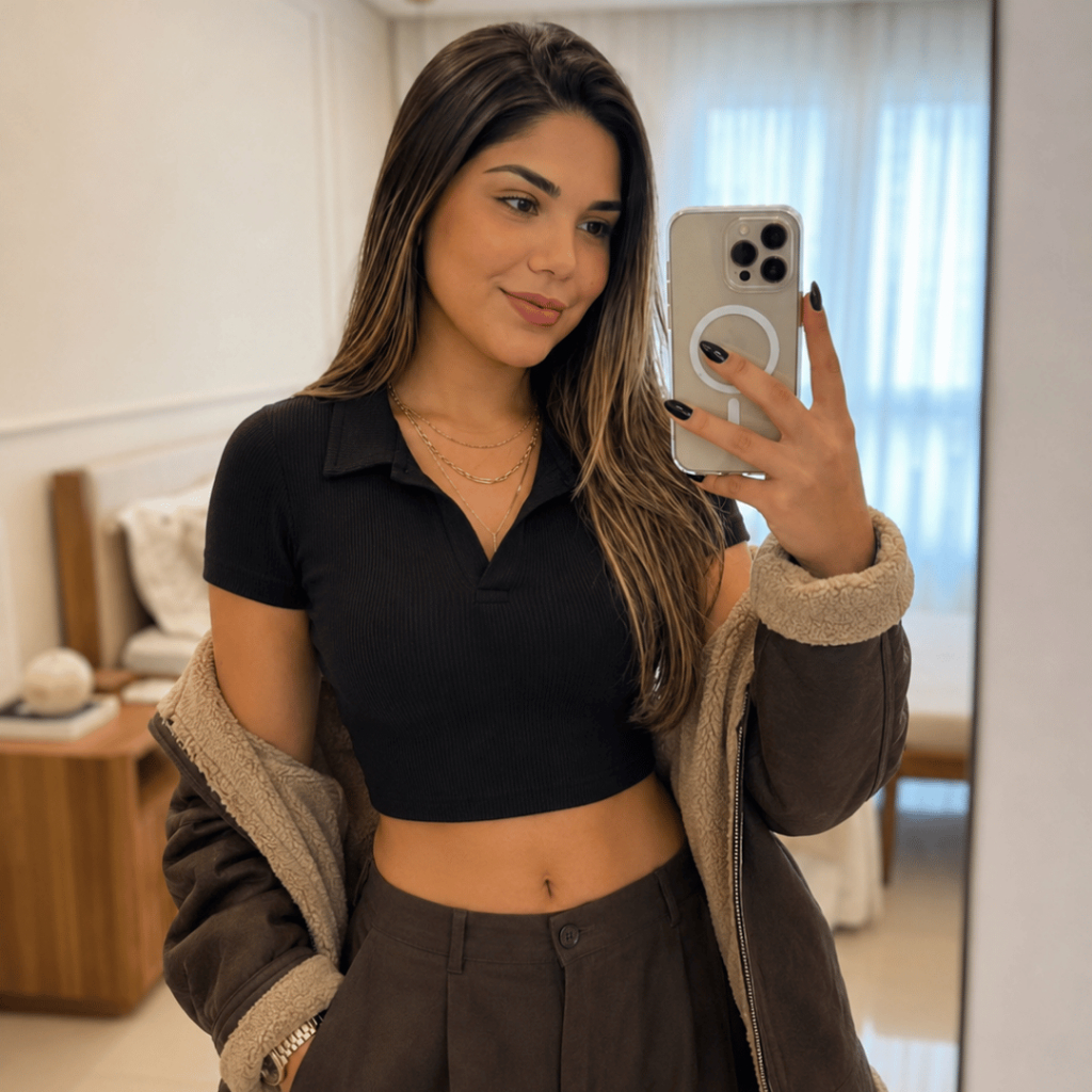 Blusinha Polo Feminina Ribana Premium Manga Curta Elegante Moderna Casual Escritório Dia a Dia