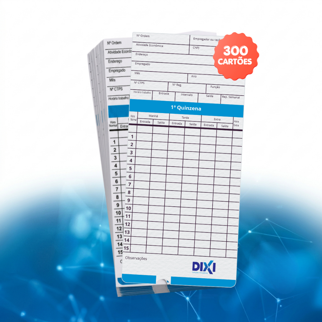 Cartão Cartolina Para Relogio Ponto Cartografico Bater Manual 300 unidades