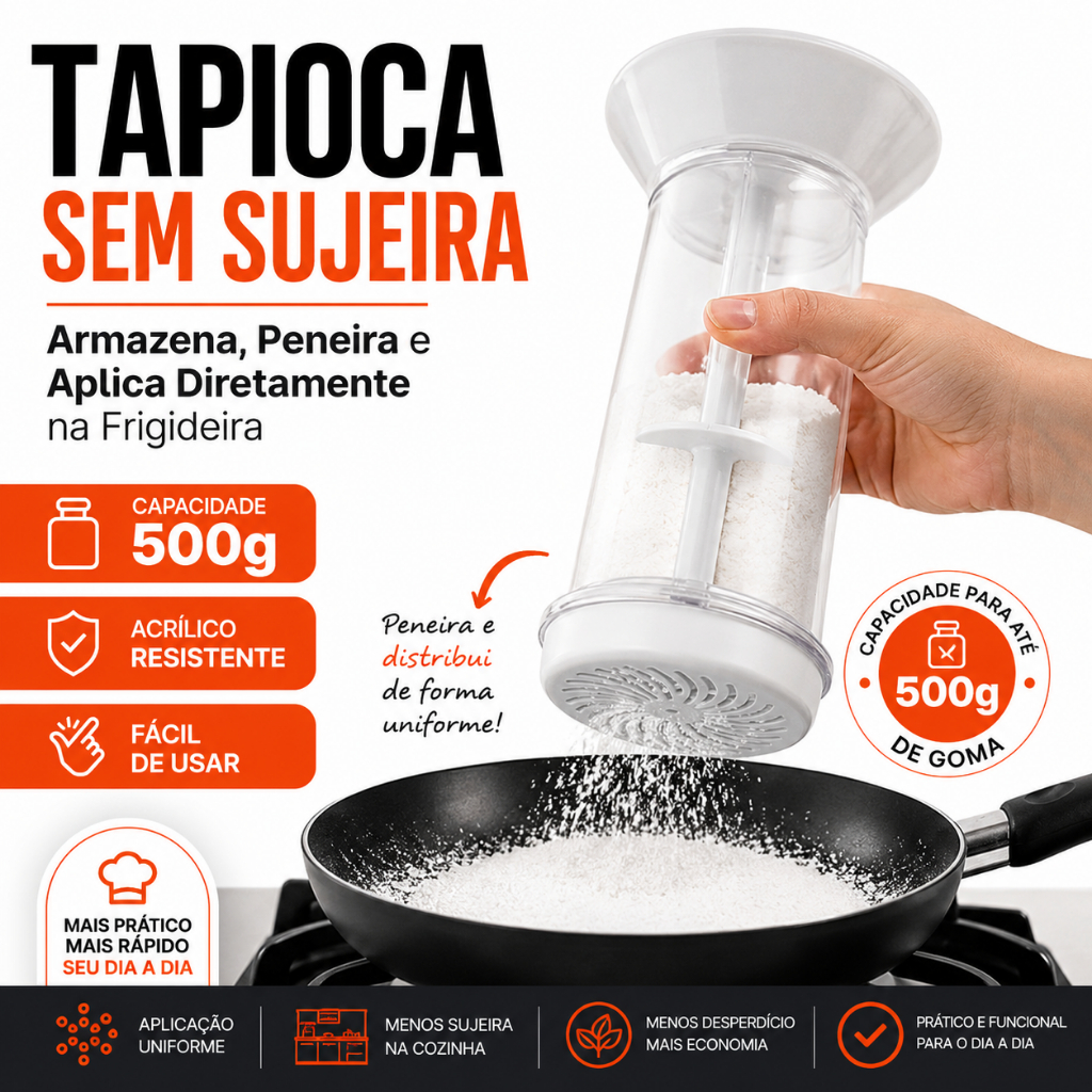 Tapioqueira Peneira e Armazena - Polvilhador - Várias Cores - Nybc
