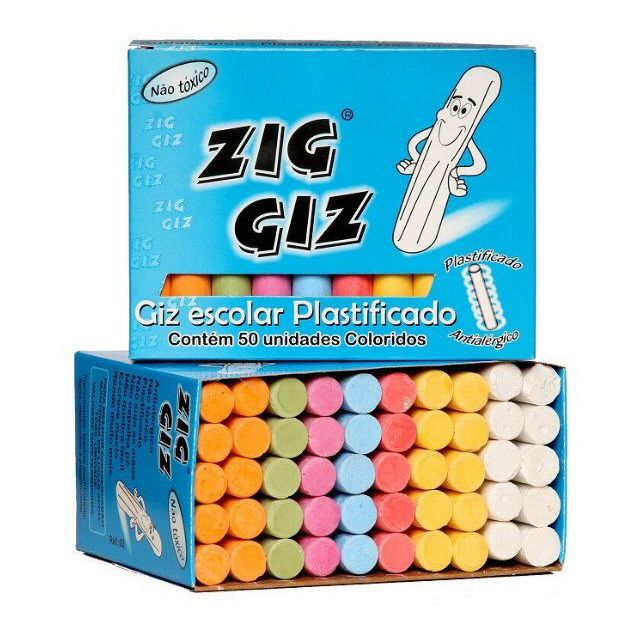 Giz Lousa Plastificado Colorido 50unid Antialérgico