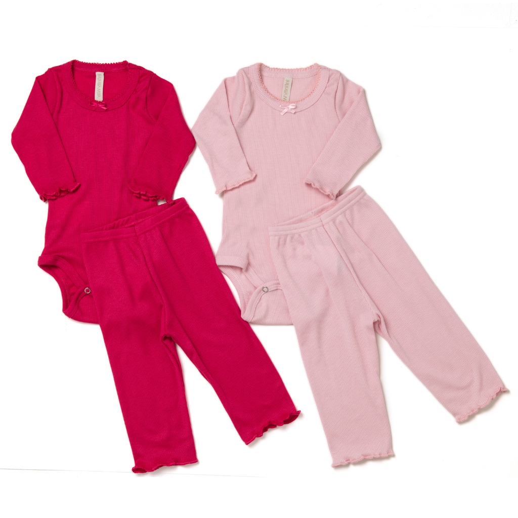 Kit 6 Conjuntos 12 Peças Body Bebê Menina Manga Longa Calça FruFru Laço Ribana Canelada Inverno — imagem 2 de 2