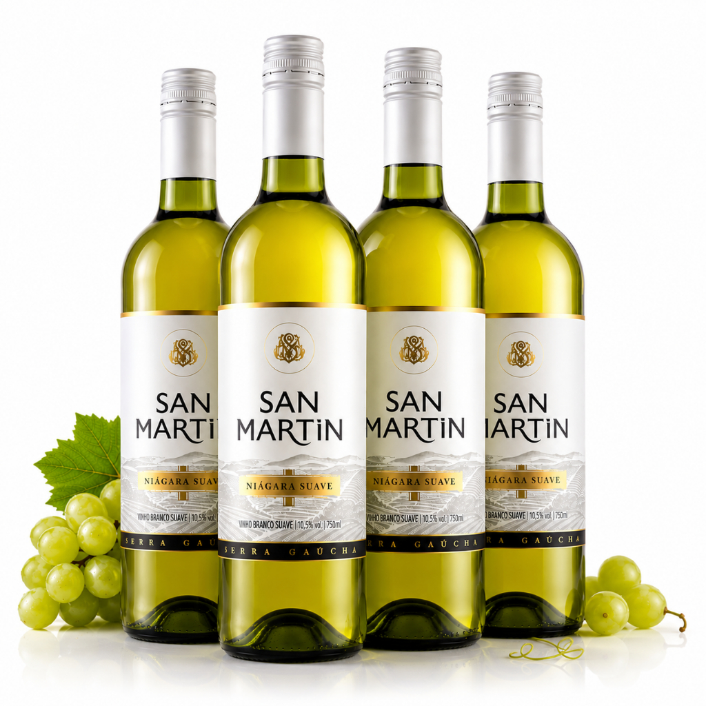 Kit 4 Unidades Vinho Branco San Martin Niagara Suave 750ml