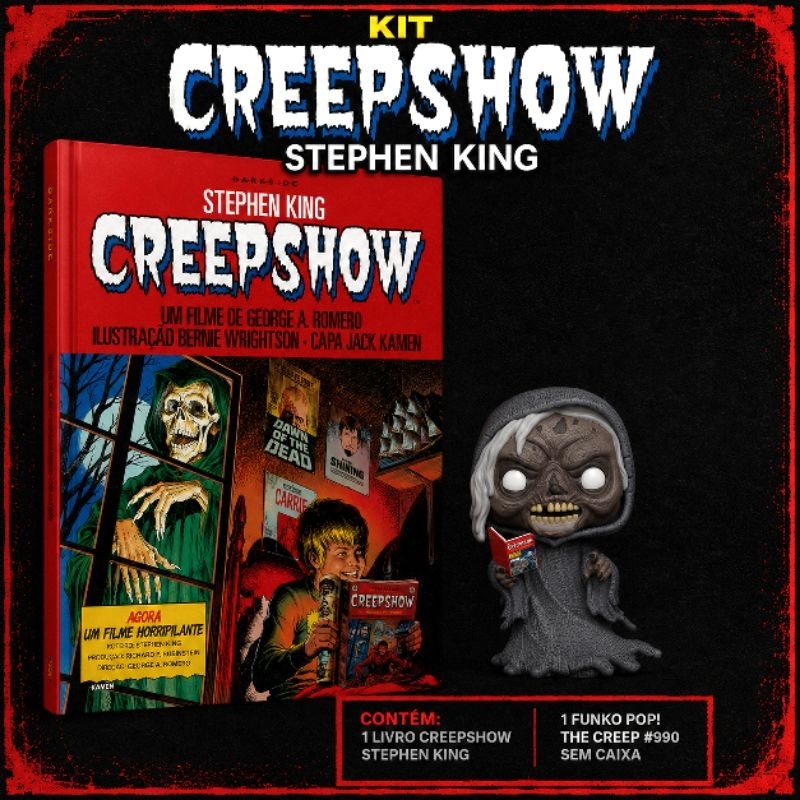 Kit Livro Capa Dura HQ Graphic Novel Creepshow + Funko Pop The Creep #990 - Stephen King | Darkside Books