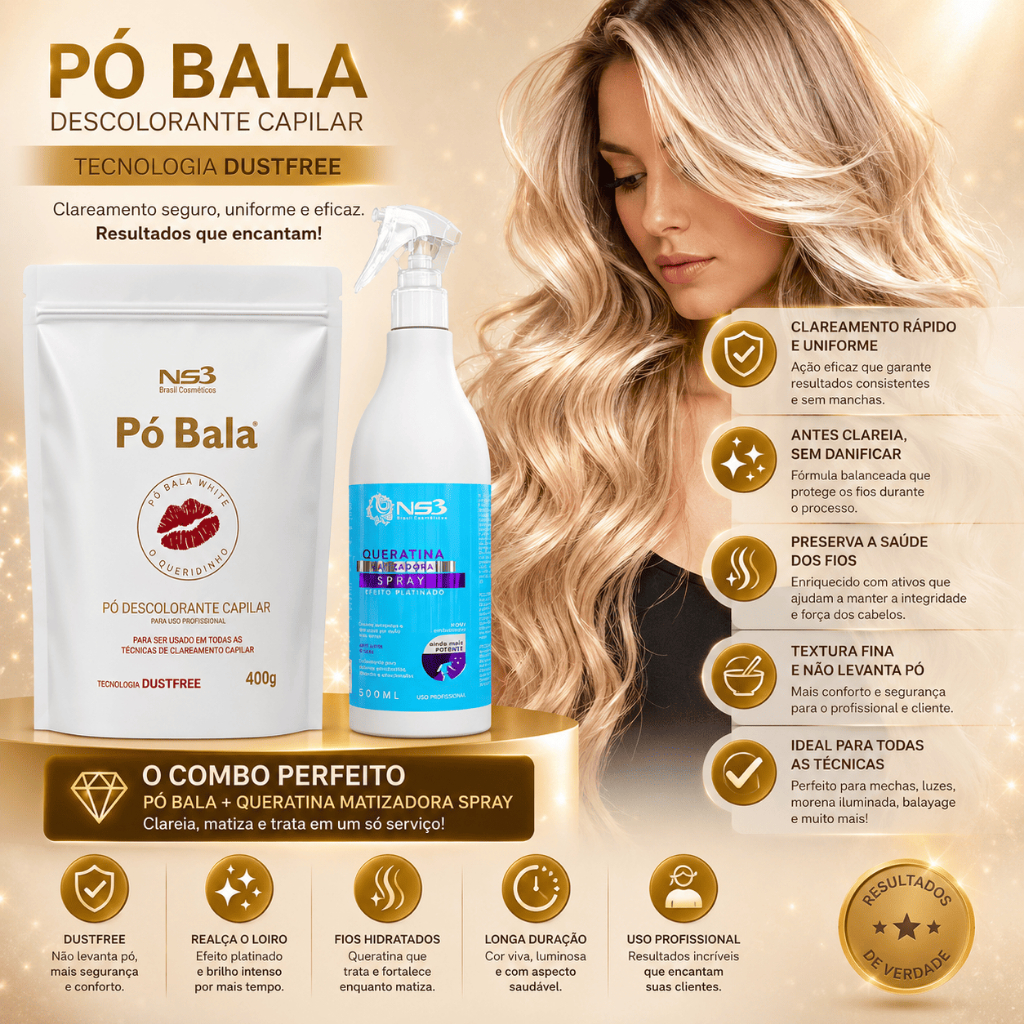 Ns3 Brasil Pó Descolorante Plex White + Queratina 500ml