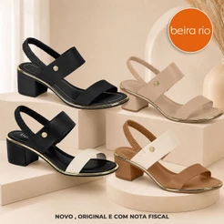 Sandalia Feminina Salto Grosso Baixo Beira Rio Original com Elastico 8379.221